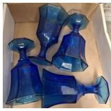 COBALT BLUE STEMMED GOBLETS