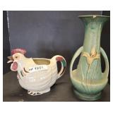 ROSEVILLE VASE, CHICKEN PITCHER