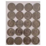 20 KENNEDY HALF DOLLARS ASSORTED DATES