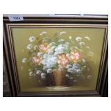 FRAMED FLORAL ARRANGEMENT SCENE ON CANVAS
