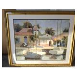 FRAMED HARBOR SCENE-NO GLASS