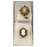2 CAMEO BROOCHES