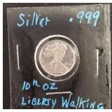 ONE TENTH OZ WALKING LIBERTY SILVER ROUND