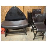 TRIANGULAR DINING TABLE W/ CURVED BENCH,