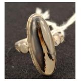 AGATE AND SILVER RING
