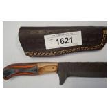 DAMASCUS BLADE FIXED BLADE KNIFE WITH SHEATH, RED