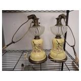 VINTAGE PORCELAIN AND GLASS LAMPS