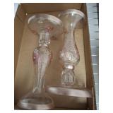 PAINTED GLASS CANDLE STANDS