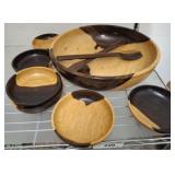 EXOTIC WOOD SALAD BOWL SET