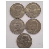 5 EISENHOWER DOLLARS ASSORTED DATE