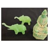 JADEITE AND GLASS FIGURINES
