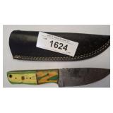 DAMASCUS BLADE FIXED BLADE KNIFE WITH SHEATH, GREE