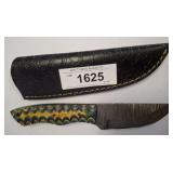 DAMASCUS BLADE FIXED BLADE KNIFE WITH SHEATH, GREE