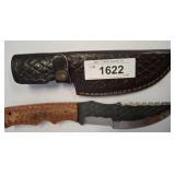 DAMASCUS BLADE FIXED BLADE KNIFE WITH SHEATH, RIDG