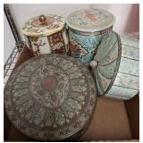 DRESSER TOP TINS AND ORIENTAL JARS