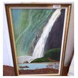 WATERFALL SCENE ON CANVAS, DATED