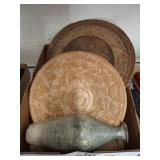 LEATHER WALL DCOR, VASE, TERRACOTTA BOWL