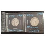 2 PC 1929 STANDING LIBERTY SILVER QUARTERS