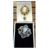 2 PC CAMEO BROOCHES