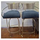 PR OF METAL BARSTOOLS WITH CUSHIONS