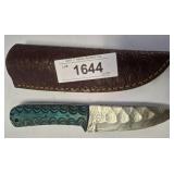 DAMASCUS BLADE FIXED BLADE KNIFE WITH SHEATH, GREE