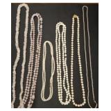 POLISHED STONE, PEARL LOOK AND BEADED NECKLACES