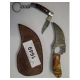2 PC DAMASCUS BLADE KNIVES WITH SHEATH,