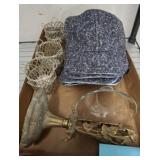 CANDLE VOTIVES, BRASS, HATS, MISC