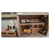 TOY STABLE AND HORSES, MISC