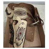 VINTAGE TOY GUN AND BELT WITH HOLSTER