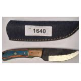DAMASCUS BLADE FIXED BLADE KNIFE WITH SHEATH, TURQ