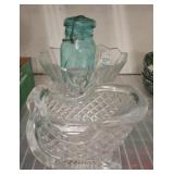 CRYSTAL BOWL AND CANDY DISH, JAR WITH CLAMP LID