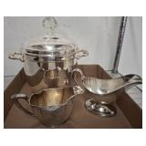SILVER PLATED GRAVY, ICE BUCKET, MISC