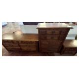 STANLEY FURNITURE OAK DRESSER, CHEST, NIGHT STAND