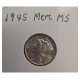 1945 MERCURY SILVER DIME