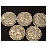 5 BUFFALO NICKELS