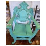 CARVED WOODEN ACCENT CHAIR