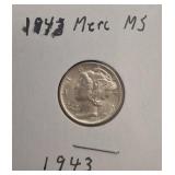 1943 MERCURY SILVER DIME