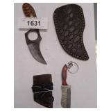 2 PC DAMASCUS BLADE KNIVES WITH SHEATH,