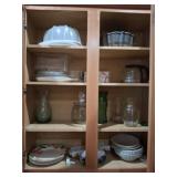 CONTENTS OF UPPER CABINET, WICKER, FISH BOWL, CHI