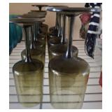 OLIVE GLASS FOOTED GOBLETS