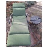 WROUGHT IRON LOUNGE CHAIR WITH WONDERWOOD TABLE