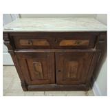 MARBLE TOP COMMODE CABINET