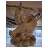 COMPOSITE ROOSTER AND CHICKEN FIGURINES