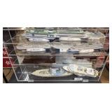 CRUISE SHIPS AND BATTLESHIPS IN ACRYLIC SHOW CASE