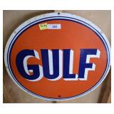 PORCELAIN ENAMEL GULF SIGN 26IN