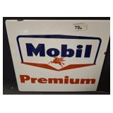VINTAGE PORCELAIN ENAMEL MOBIL PREMIUM SIGN 14X12