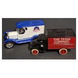 2 PC TEXACO AND SNBT DIE CAST BANKS