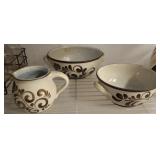 SALT GLAZED BOWLS AND PITCHER SIGNED/NUMBERED