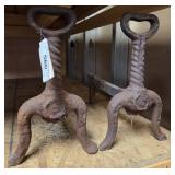 VINTAGE CAST IRON FIRE DOGS
